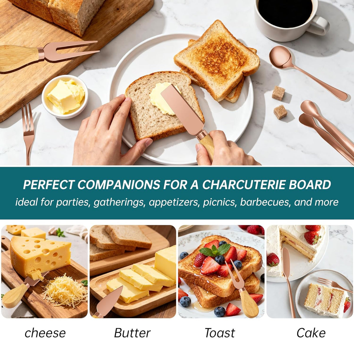 Charcuterie Boards Accessories Bowls with Lids, Cheese Butter Spreader Knife Set Mini Serving Tongs, Forks, Spoons,Dipping Bowls, Toothpick Flags, Honey Dippers For Party Platter Making (Silver)