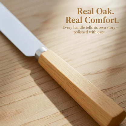 Butter Knife Set of 2 – Oak Wood Handle Butter Knives for Butter, Cheese, Jam, Cream Cheese, Toast, Pastry, Sandwich – 17.5cm Stainless Steel Spreader Knives