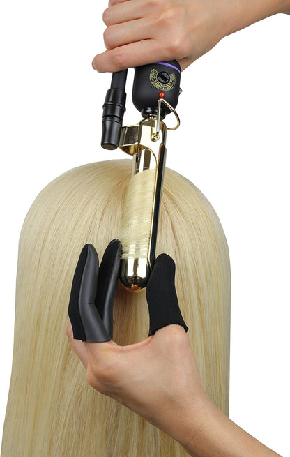 Heat Shield Professional High Heat Resistant Finger Protection Guards for Curling and Flat Irons, Wands, Blow Dryers - 3pc (Small/Medium, Black)