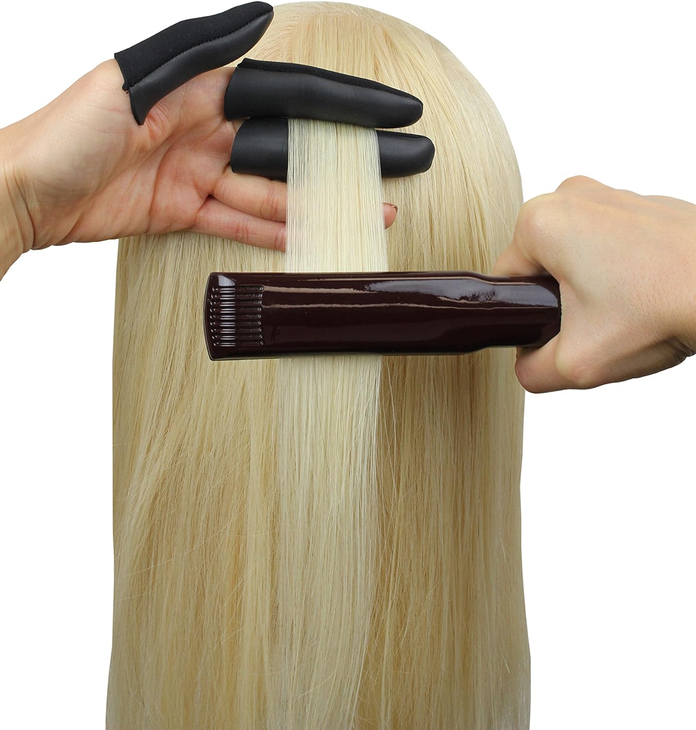 Heat Shield Professional High Heat Resistant Finger Protection Guards for Curling and Flat Irons, Wands, Blow Dryers - 3pc (Small/Medium, Black)