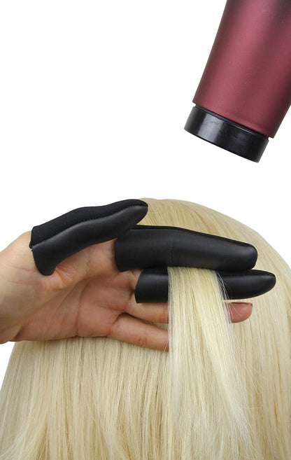 Heat Shield Professional High Heat Resistant Finger Protection Guards for Curling and Flat Irons, Wands, Blow Dryers - 3pc (Small/Medium, Black)