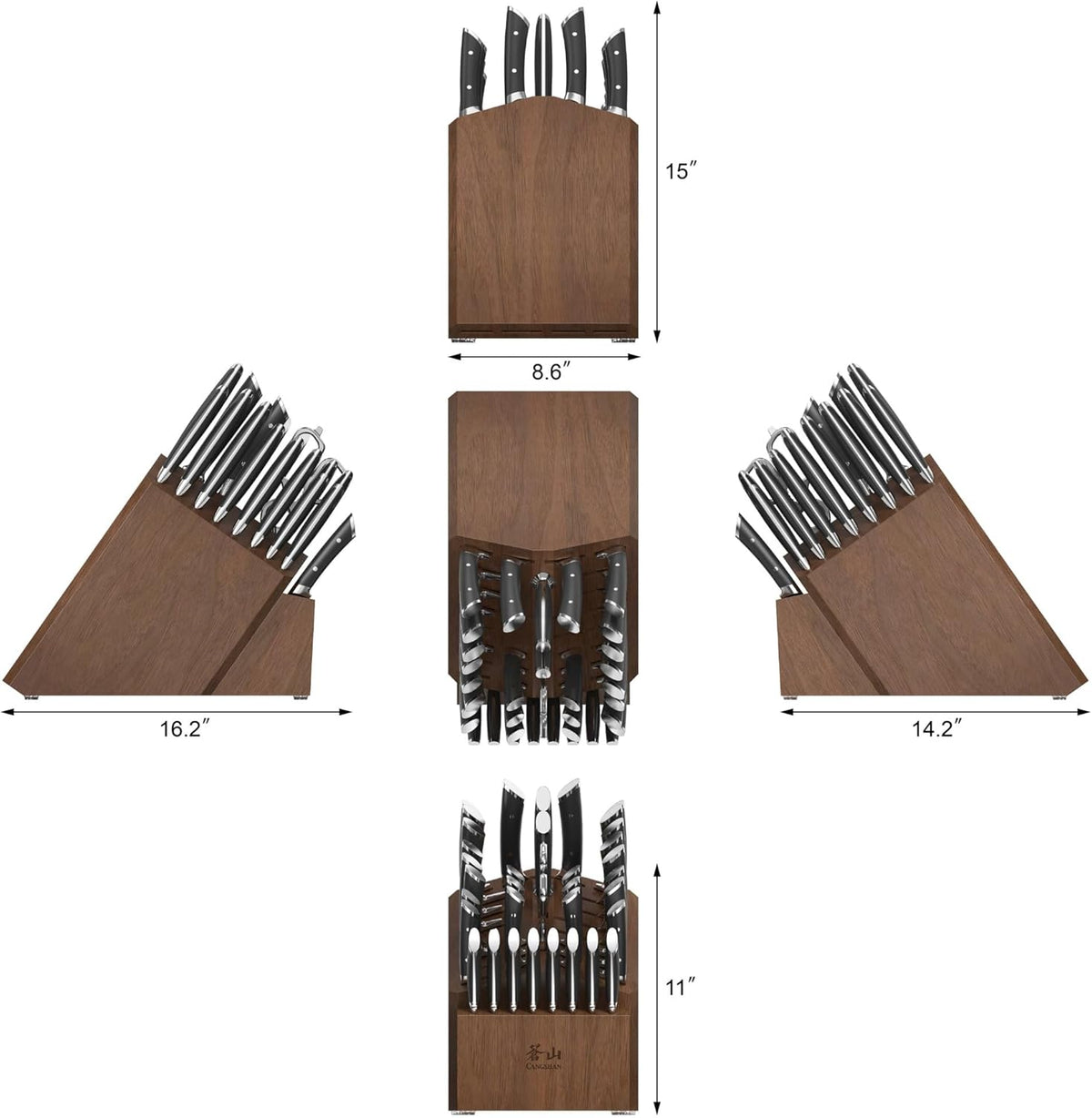 Cangshan OLYMPUS Series 36-Piece Block Set, Forged German Steel, Black, 505545