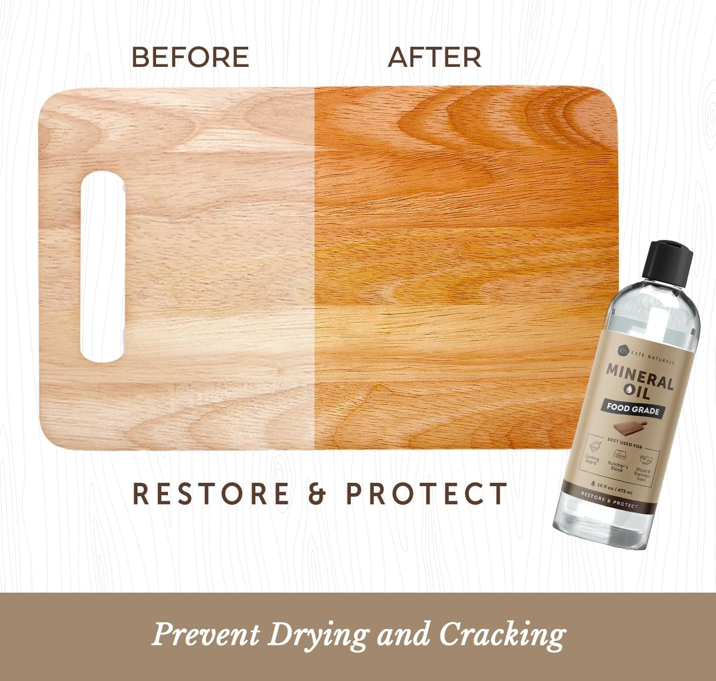Mineral Oil for Wood Cutting Board, Butcher Block, and Knife. Food Grade Mineral Oil for Wooden Cutting Board & Utensils (8oz, Food Safe)