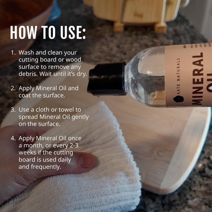 Mineral Oil for Wood Cutting Board, Butcher Block, and Knife. Food Grade Mineral Oil for Wooden Cutting Board & Utensils (8oz, Food Safe)