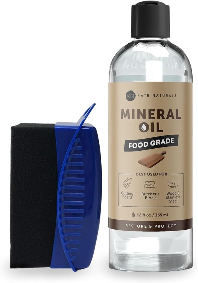 Mineral Oil for Wood Cutting Board, Butcher Block, and Knife. Food Grade Mineral Oil for Wooden Cutting Board & Utensils (8oz, Food Safe)