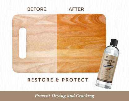 Mineral Oil for Wood Cutting Board, Butcher Block, and Knife. Food Grade Mineral Oil for Wooden Cutting Board & Utensils (8oz, Food Safe)