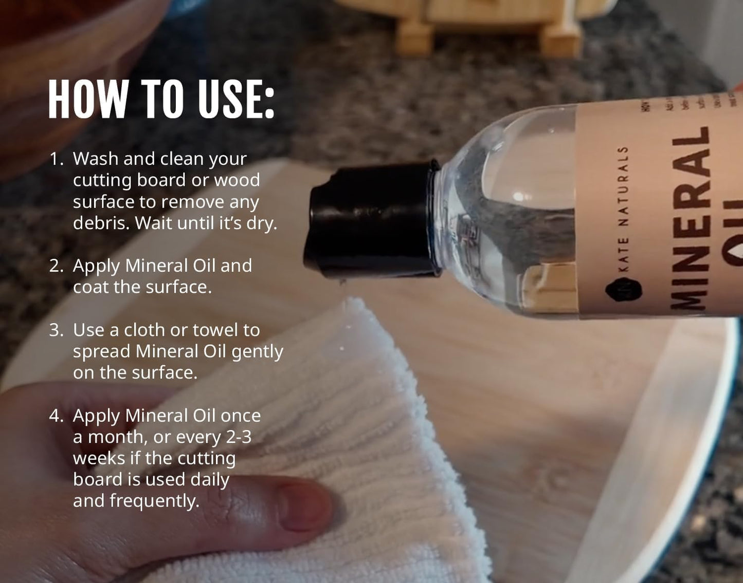 Mineral Oil for Wood Cutting Board, Butcher Block, and Knife. Food Grade Mineral Oil for Wooden Cutting Board & Utensils (8oz, Food Safe)