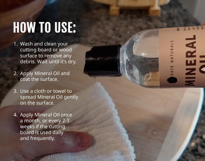 Mineral Oil for Wood Cutting Board, Butcher Block, and Knife. Food Grade Mineral Oil for Wooden Cutting Board & Utensils (8oz, Food Safe)