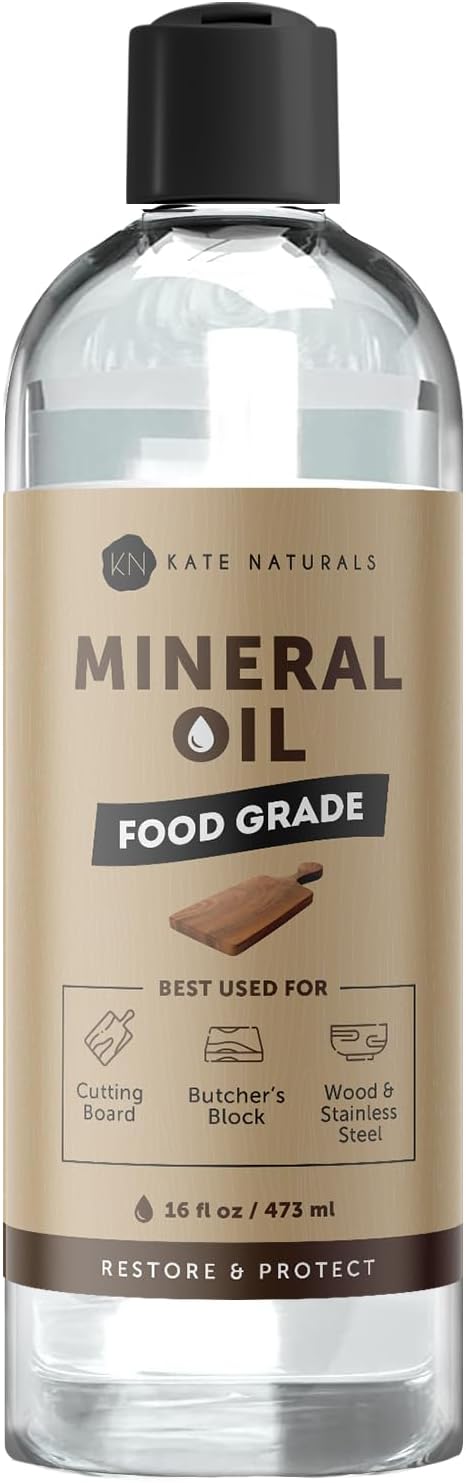 Mineral Oil for Wood Cutting Board, Butcher Block, and Knife. Food Grade Mineral Oil for Wooden Cutting Board & Utensils (8oz, Food Safe)