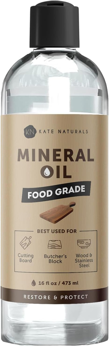 Mineral Oil for Wood Cutting Board, Butcher Block, and Knife. Food Grade Mineral Oil for Wooden Cutting Board & Utensils (8oz, Food Safe)