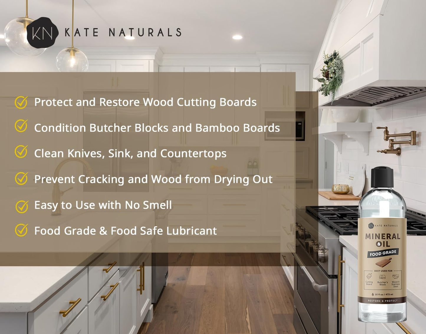 Mineral Oil for Wood Cutting Board, Butcher Block, and Knife. Food Grade Mineral Oil for Wooden Cutting Board & Utensils (8oz, Food Safe)