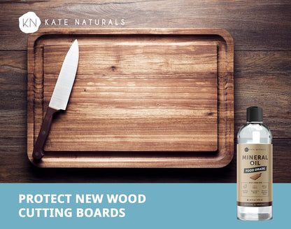 Mineral Oil for Wood Cutting Board, Butcher Block, and Knife. Food Grade Mineral Oil for Wooden Cutting Board & Utensils (8oz, Food Safe)