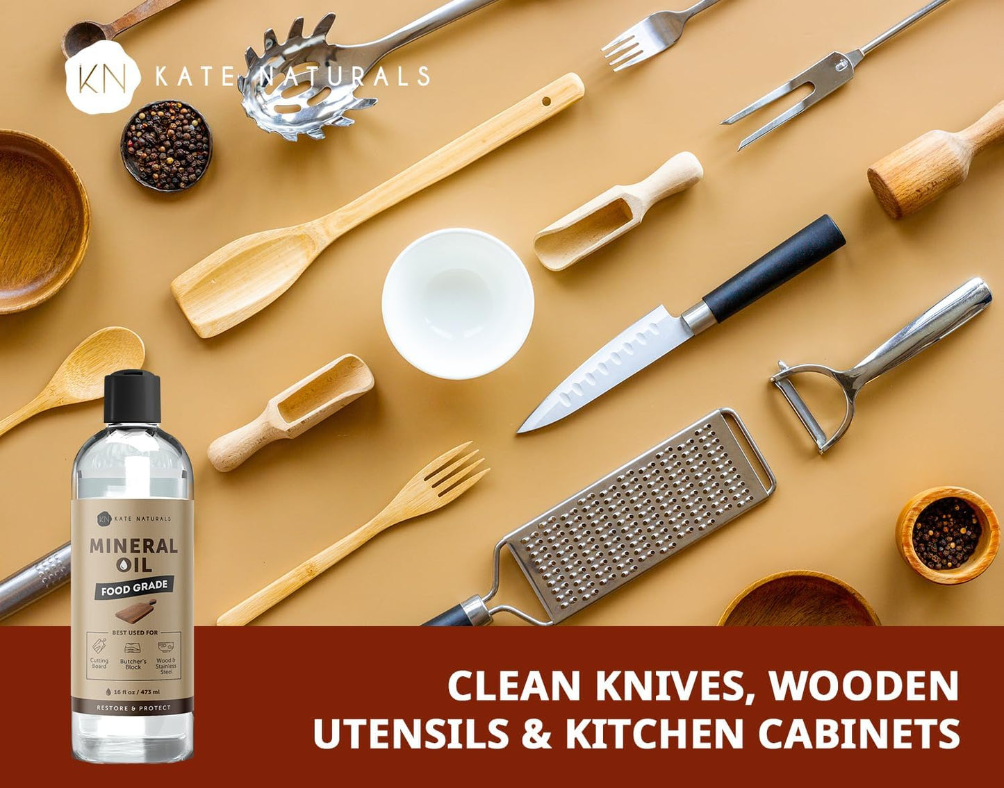 Mineral Oil for Wood Cutting Board, Butcher Block, and Knife. Food Grade Mineral Oil for Wooden Cutting Board & Utensils (8oz, Food Safe)