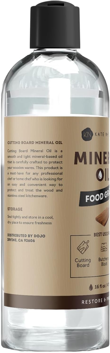Mineral Oil for Wood Cutting Board, Butcher Block, and Knife. Food Grade Mineral Oil for Wooden Cutting Board & Utensils (8oz, Food Safe)