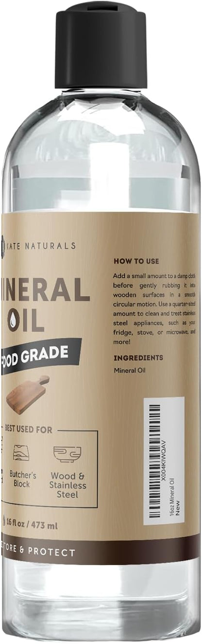 Mineral Oil for Wood Cutting Board, Butcher Block, and Knife. Food Grade Mineral Oil for Wooden Cutting Board & Utensils (8oz, Food Safe)