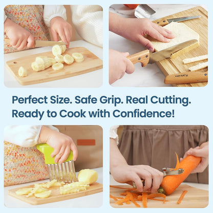 Kids Safe Knife Set for Real Cooking, 11Pcs Kitchen Cutting Set