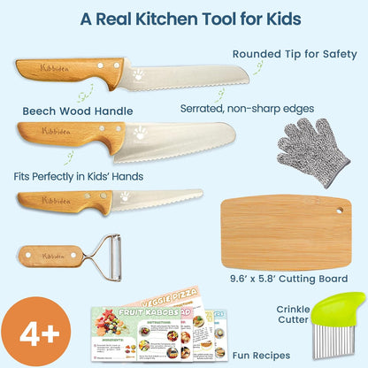 Kids Safe Knife Set for Real Cooking, 11Pcs Kitchen Cutting Set
