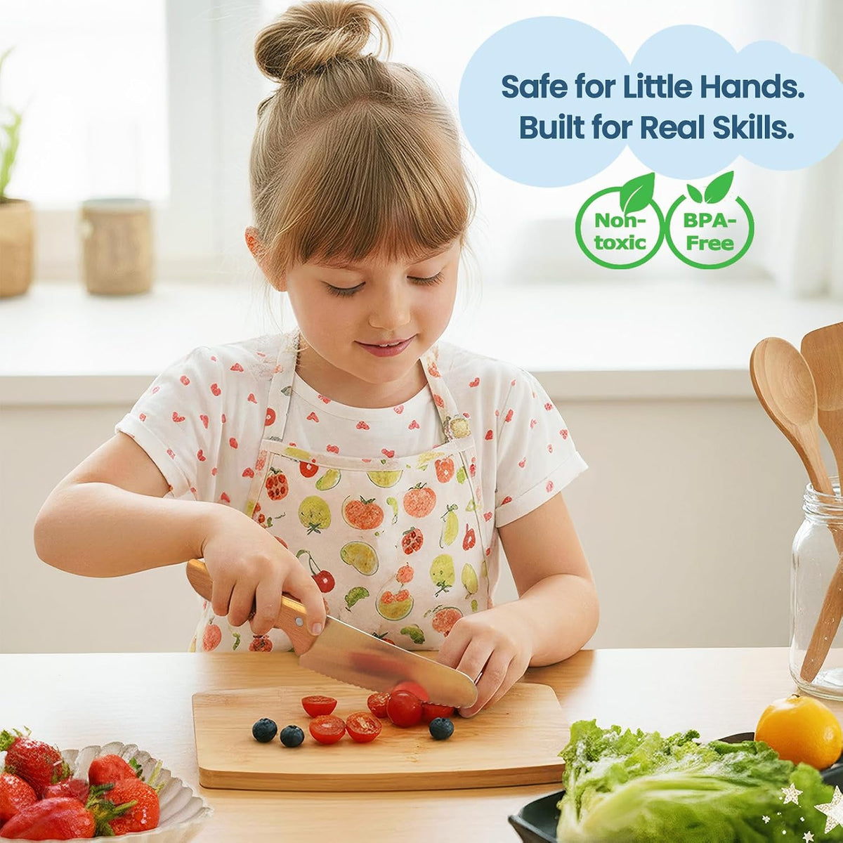 Kids Safe Knife Set for Real Cooking, 11Pcs Kitchen Cutting Set