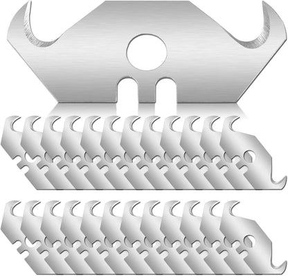 50PCS Utility Hook Blades Steel Razor Blades | Safety Horn Knife Blades, Storage Box Included, For Cutting Carpets, For Wallpaper, For Roofing Materials