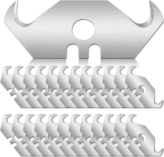 50PCS Utility Hook Blades Steel Razor Blades | Safety Horn Knife Blades, Storage Box Included, For Cutting Carpets, For Wallpaper, For Roofing Materials