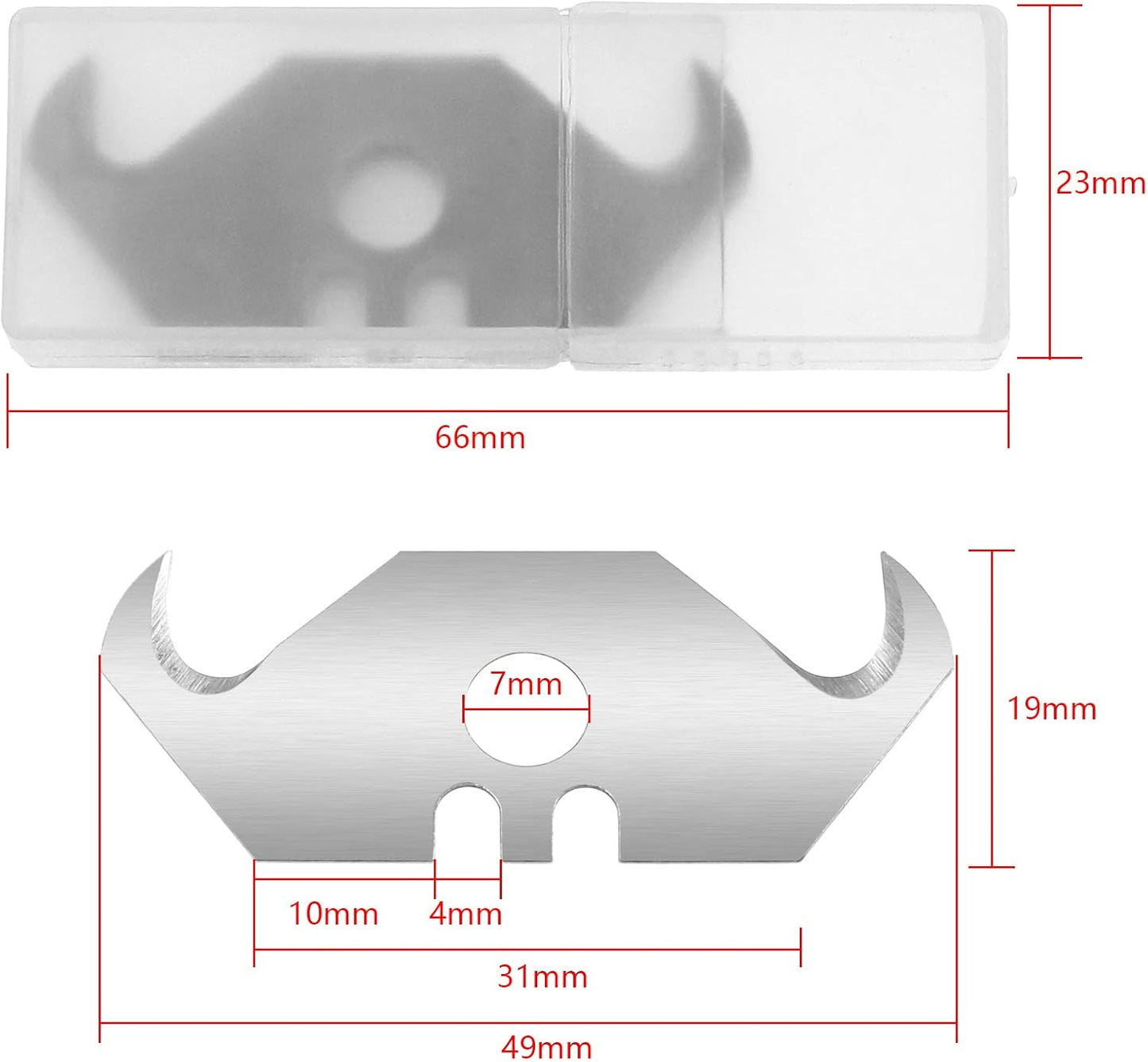 50PCS Utility Hook Blades Steel Razor Blades | Safety Horn Knife Blades, Storage Box Included, For Cutting Carpets, For Wallpaper, For Roofing Materials