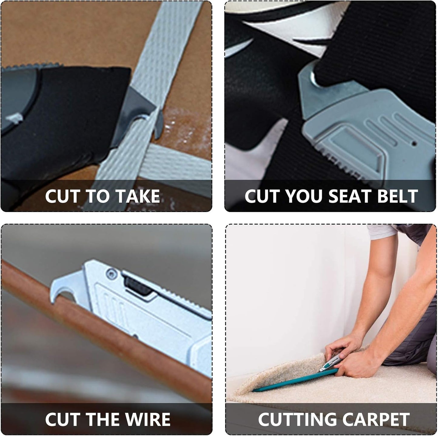 50PCS Utility Hook Blades Steel Razor Blades | Safety Horn Knife Blades, Storage Box Included, For Cutting Carpets, For Wallpaper, For Roofing Materials