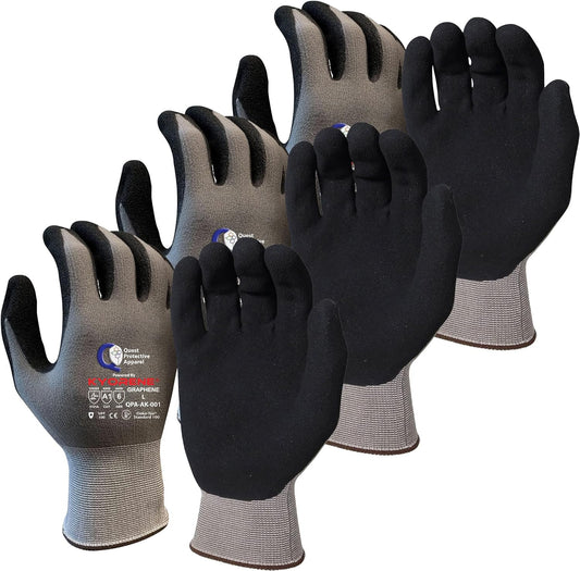 Quest Cut Resistant Work Gloves, ANSI A1, Large, Pack of 3 | Lightweight breathable grip gloves for gardening, DIY, mechanical and general handling; unisex