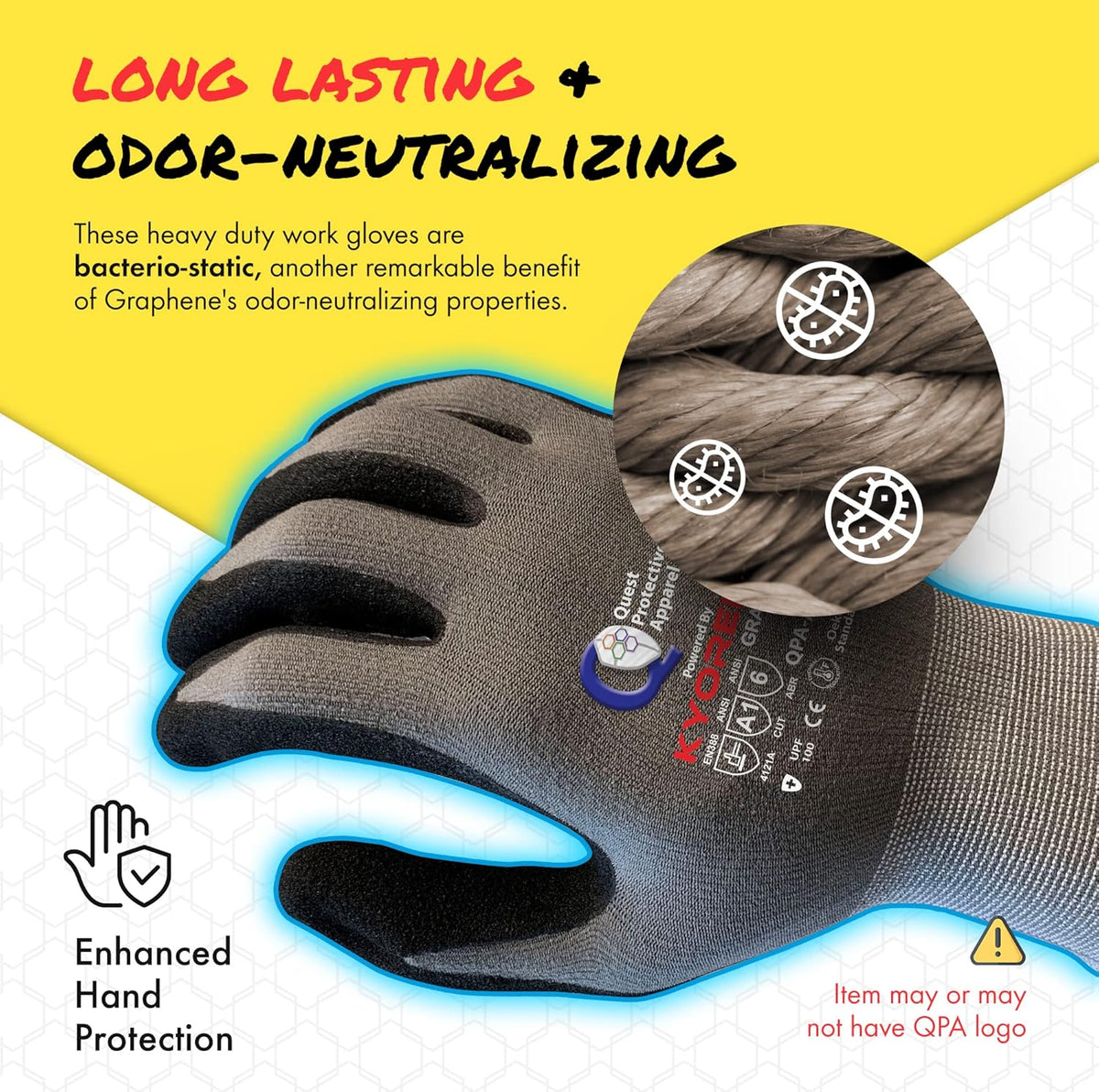 Quest Cut Resistant Work Gloves, ANSI A1, Large, Pack of 3 | Lightweight breathable grip gloves for gardening, DIY, mechanical and general handling; unisex