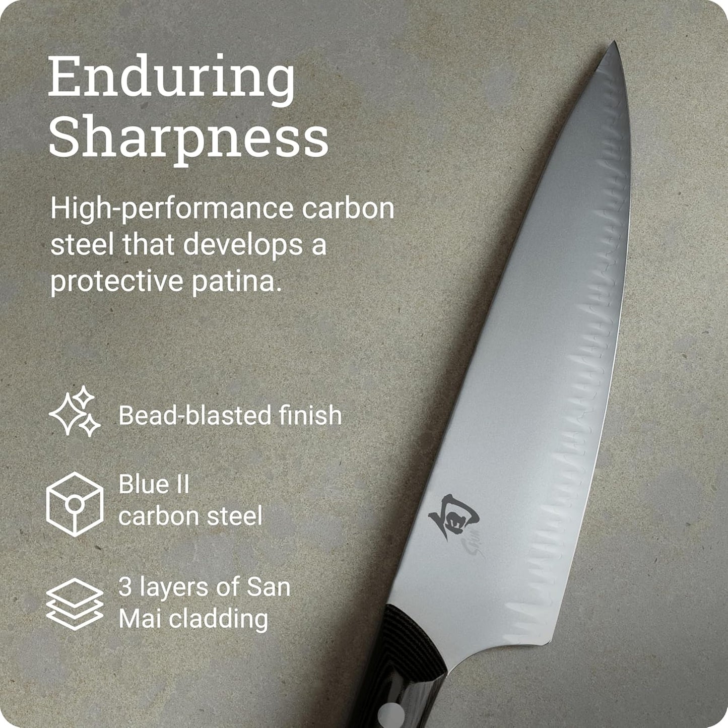 Narukami 8" Chef's Knife | Handcrafted Japanese Kitchen Knife, Blue II Carbon Steel Core and San Mai Stainless Steel Cladding, Micarta Handle