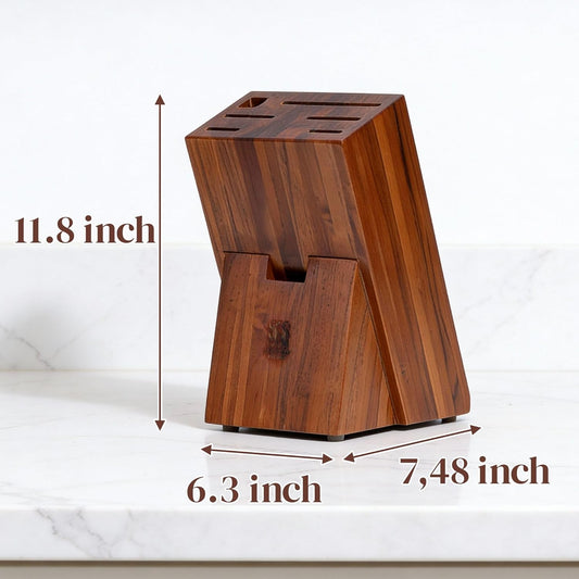 Premium Knife Block Holder with 6 Slots – Compact Countertop Knife Organizer 7.48 x 6.3 x 11.8 Inch – Sleek & Sturdy Kitchen Knife Storage for Chef, Bread & Utility Knives