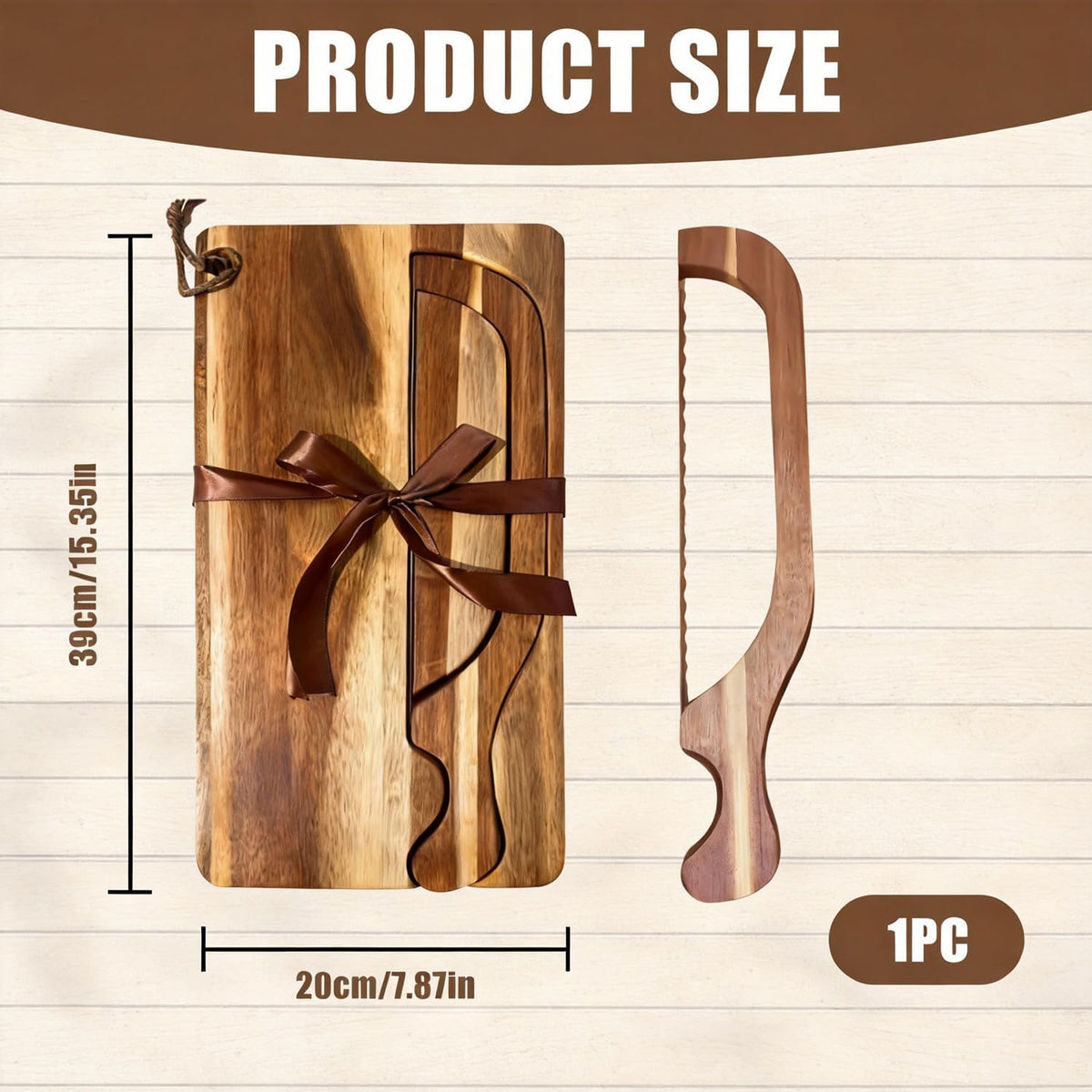 Wooden Sourdough Bread Cutting Board with Integrated Knife | Manual Sourdough Bread Knife, For Homemade Sourdough, Baguette, Bagels, Bakers Gift
