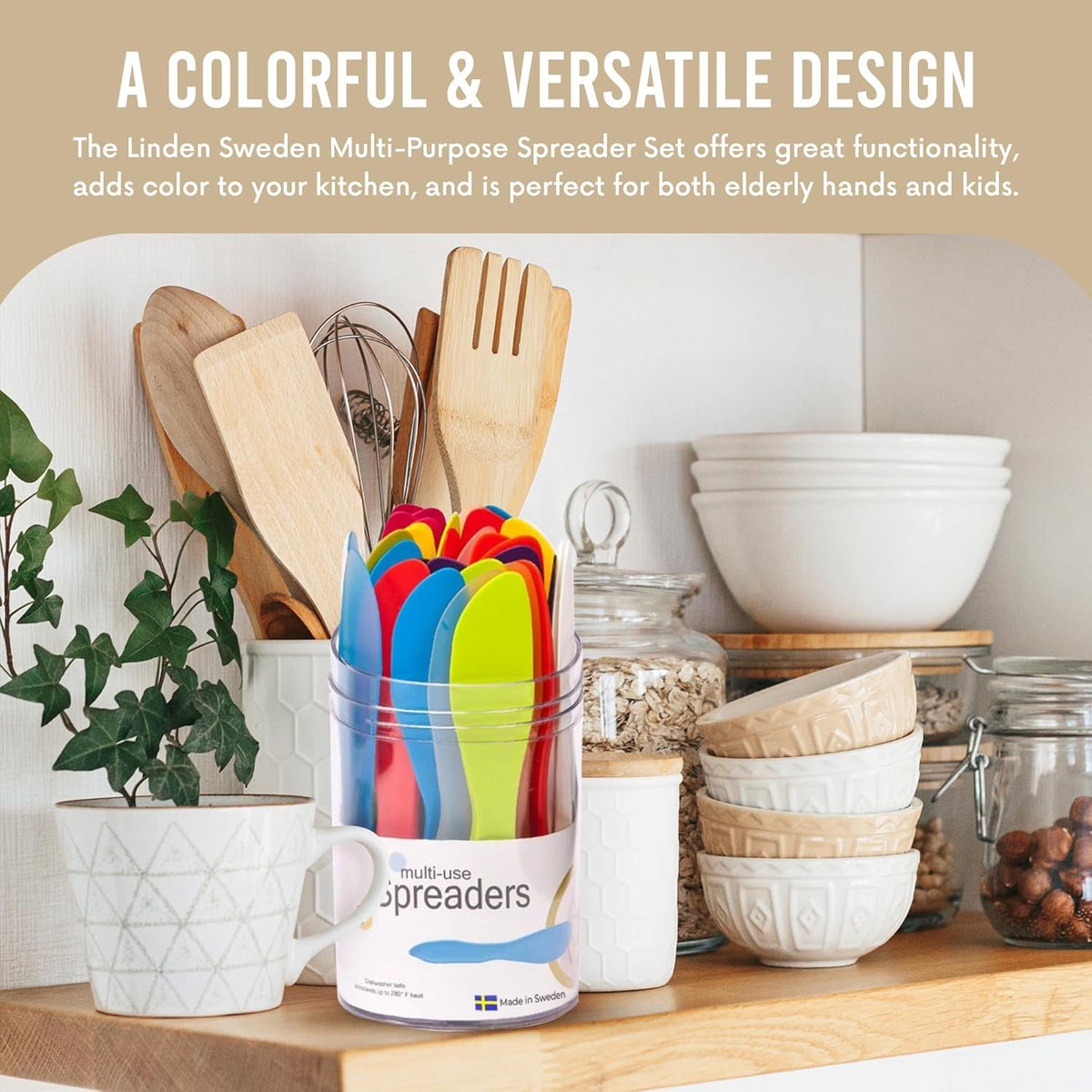 Multi Purpose Spreaders | Versatile Butter Knife for Soft Cheese or Frosting | Safe for Kids | BPA-Free and Dishwasher-Safe | Set of 2 Spreaders Each | Made in Sweden | Purple