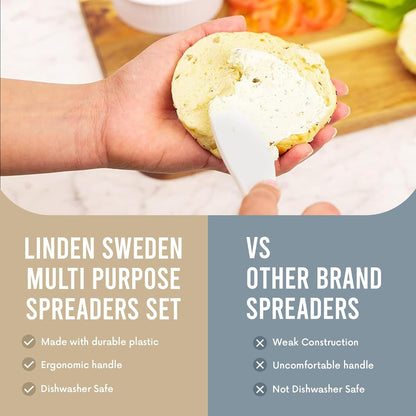 Multi Purpose Spreaders | Versatile Butter Knife for Soft Cheese or Frosting | Safe for Kids | BPA-Free and Dishwasher-Safe | Set of 2 Spreaders Each | Made in Sweden | Purple