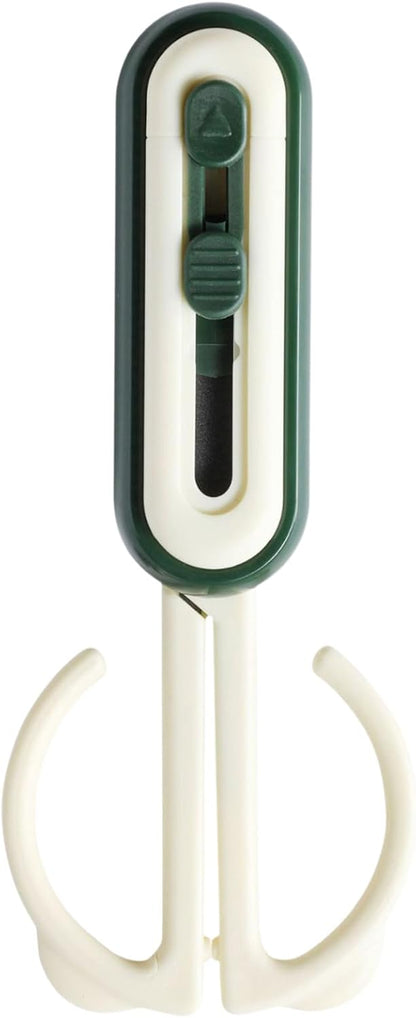 Magnetic Scissors and Box Cutter Set - Retractable Utility Knife with Serrated Blade, Non-Stick Fluorine Coating, Safe and Always Handy for Kitchen and Office Use (Milk Green)