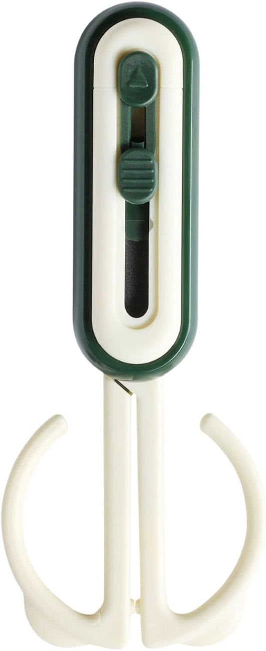 Magnetic Scissors and Box Cutter Set - Retractable Utility Knife with Serrated Blade, Non-Stick Fluorine Coating, Safe and Always Handy for Kitchen and Office Use (Milk Green)