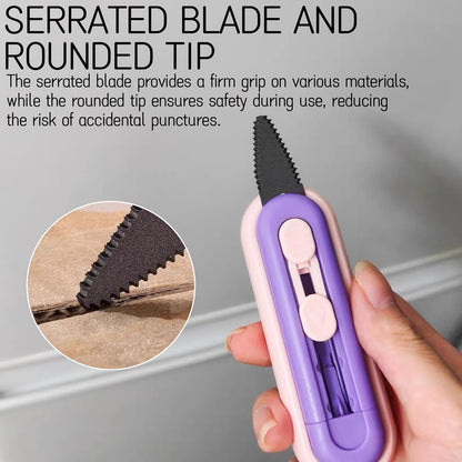 Magnetic Scissors and Box Cutter Set - Retractable Utility Knife with Serrated Blade, Non-Stick Fluorine Coating, Safe and Always Handy for Kitchen and Office Use (Milk Green)