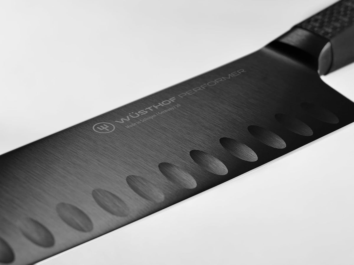 Wüsthof Performer 7" Hollow Edge Santoku Knife, Black
