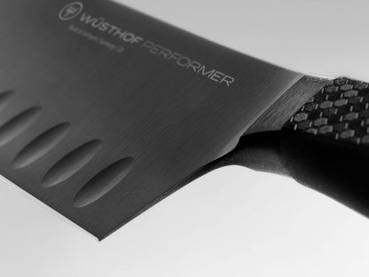 Wüsthof Performer 7" Hollow Edge Santoku Knife, Black