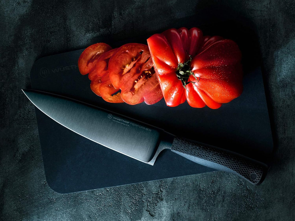 Wüsthof Performer 7" Hollow Edge Santoku Knife, Black