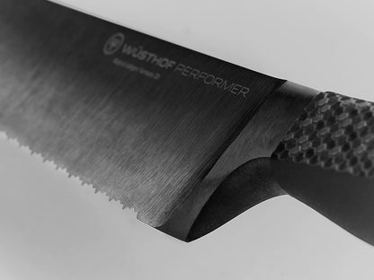 Wüsthof Performer 7" Hollow Edge Santoku Knife, Black