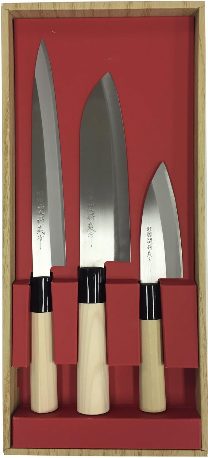 30043 Knife Set of 2 by Sekiba Kura, Sashimi Knife, Deba, Made in Japan, For Beginners, Japanese Knife, Fish Handling, Stainless Steel