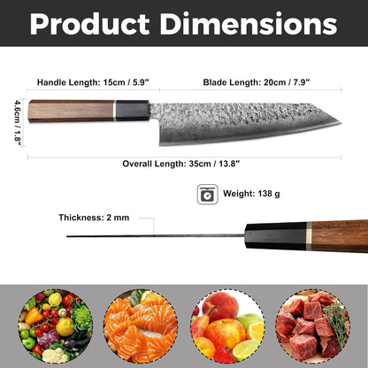7'' Santoku Knife, Black Stonewashed High-Carbon Steel Japanese Kitchen Knife, Hand Forged Ultra Sharp Asian Chef Knife with Ergonomic Wood Handle and Gift Box