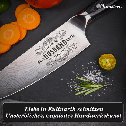 4 Pieces Professional Kitchen Knife Set, Damascus German Stainless Steel Chef Knife Set, 8" Chef Knife, 5" Utility Knife, 8" Bread Knife, 7" Santoku Knife, Gift for Men Women 20 cm