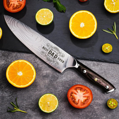 4 Pieces Professional Kitchen Knife Set, Damascus German Stainless Steel Chef Knife Set, 8" Chef Knife, 5" Utility Knife, 8" Bread Knife, 7" Santoku Knife, Gift for Men Women 20 cm