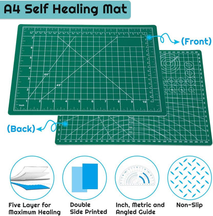 Self Healing Sewing Mat, 12inch x 18inch Rotary Cutting Mat Double Sided 5-Ply Craft Cutting Board for Sewing Crafts Hobby Fabric Precision Scrapbooking Project