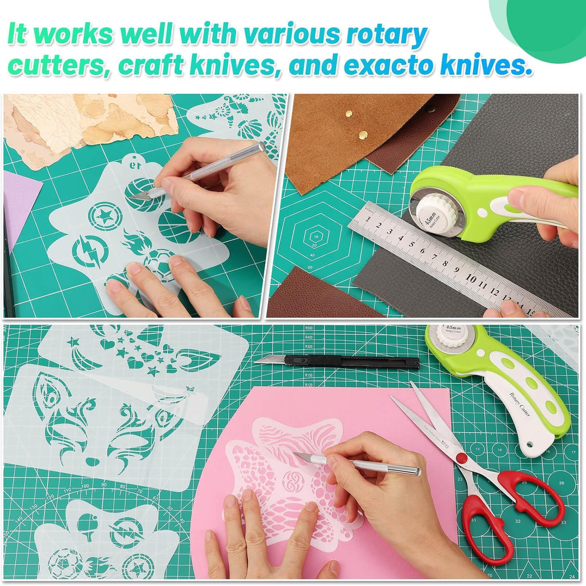 Self Healing Sewing Mat, 12inch x 18inch Rotary Cutting Mat Double Sided 5-Ply Craft Cutting Board for Sewing Crafts Hobby Fabric Precision Scrapbooking Project