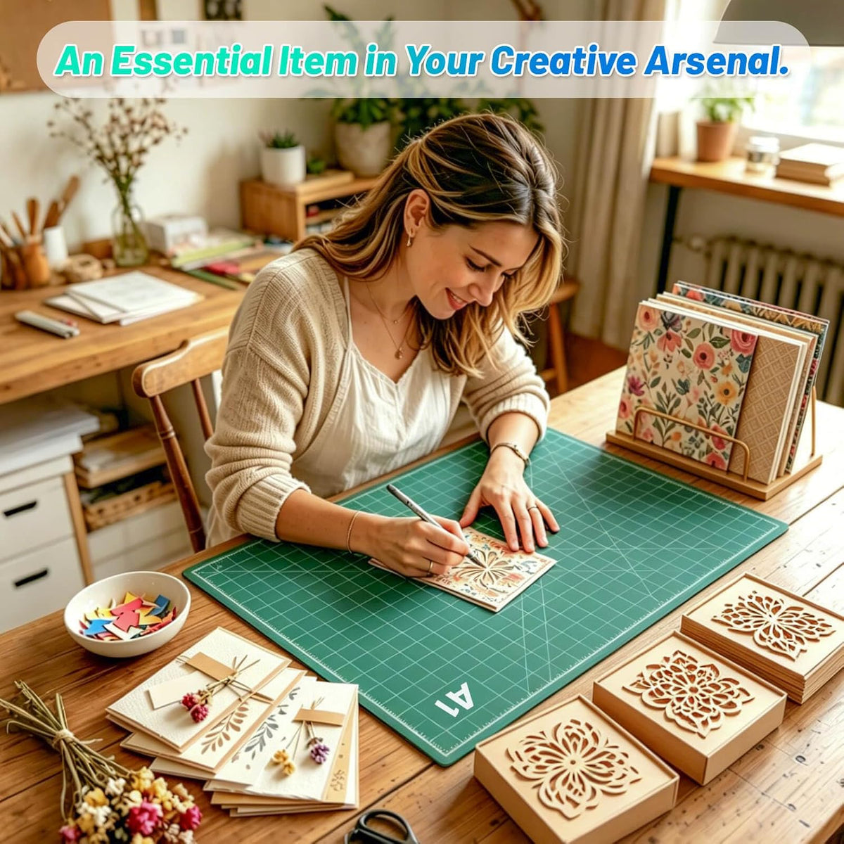 Self Healing Sewing Mat, 12inch x 18inch Rotary Cutting Mat Double Sided 5-Ply Craft Cutting Board for Sewing Crafts Hobby Fabric Precision Scrapbooking Project