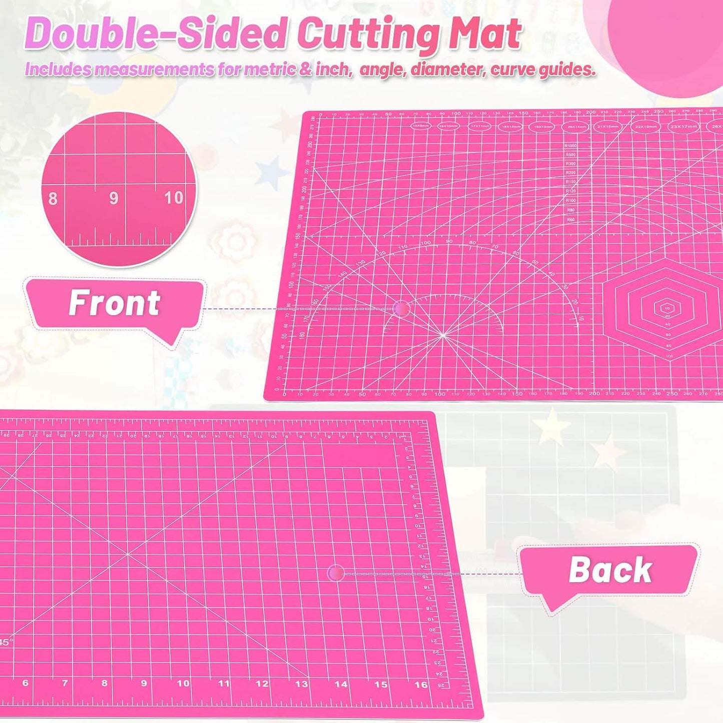 Self Healing Sewing Mat, 12inch x 18inch Rotary Cutting Mat Double Sided 5-Ply Craft Cutting Board for Sewing Crafts Hobby Fabric Precision Scrapbooking Project