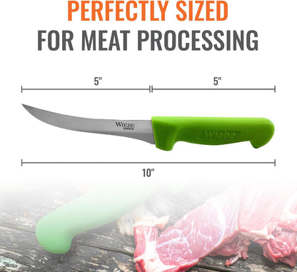 Wiebe 5" Boning Knife for Meat Processing: High-Carbon Stainless Steel Filet Knife, Curved, Semi-Stiff Blade for Deer, Brisket Trimming & Butchery