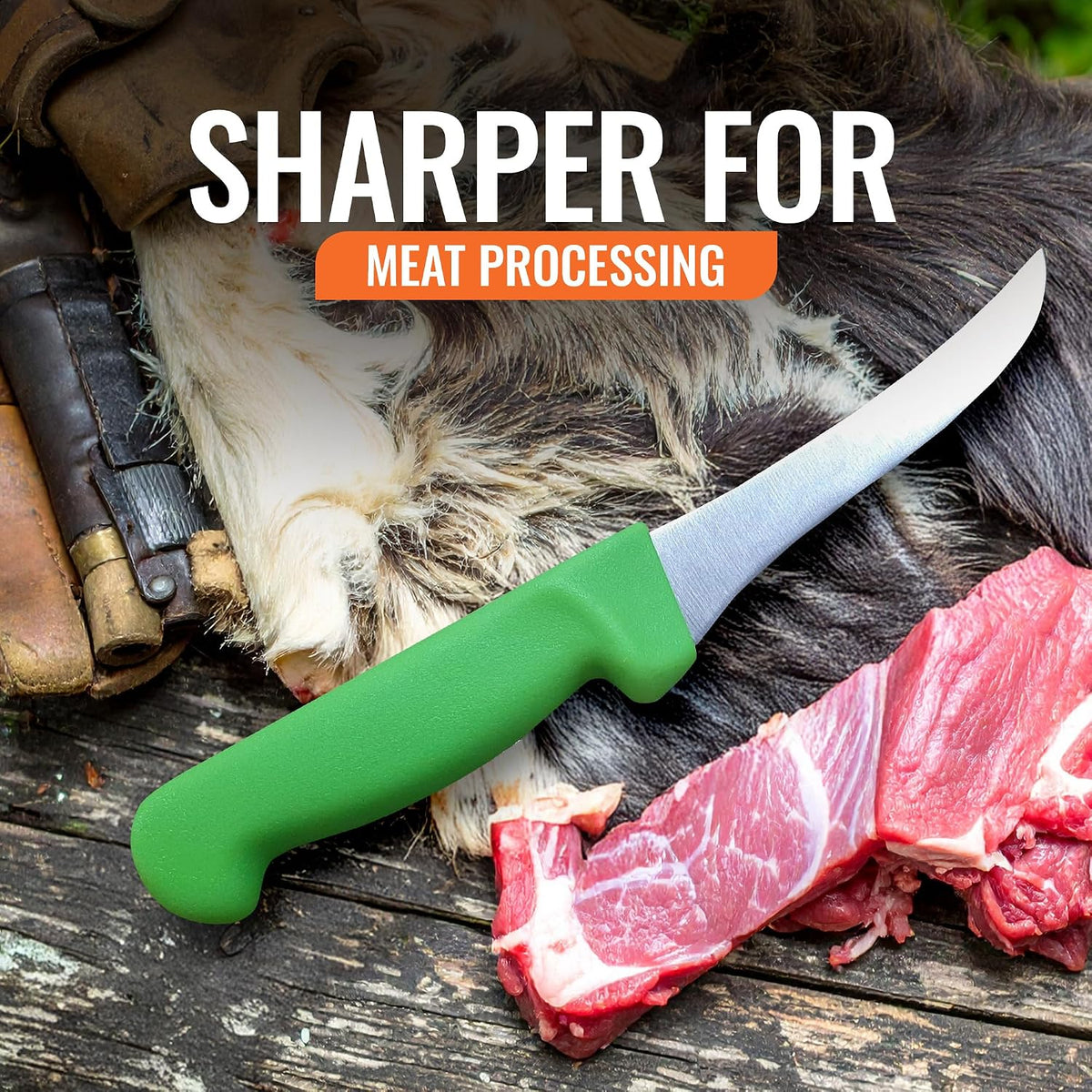 Wiebe 5" Boning Knife for Meat Processing: High-Carbon Stainless Steel Filet Knife, Curved, Semi-Stiff Blade for Deer, Brisket Trimming & Butchery